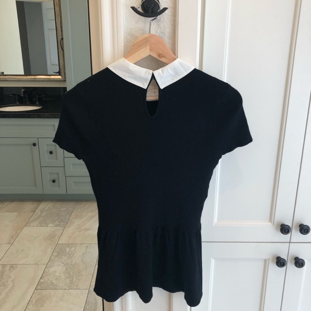 ANTHROPOLOGIE Maison Jules Peter Pan Collar SWEATER LARGE Short Sleeve NWOT - Picture 4 of 7